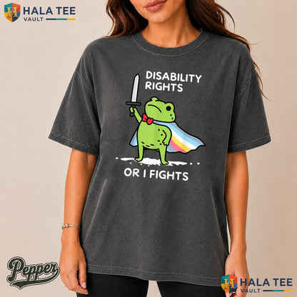 I Will Fight For Rights Garment-Dyed T-Shirt Funny Frog Meme Graphic Top