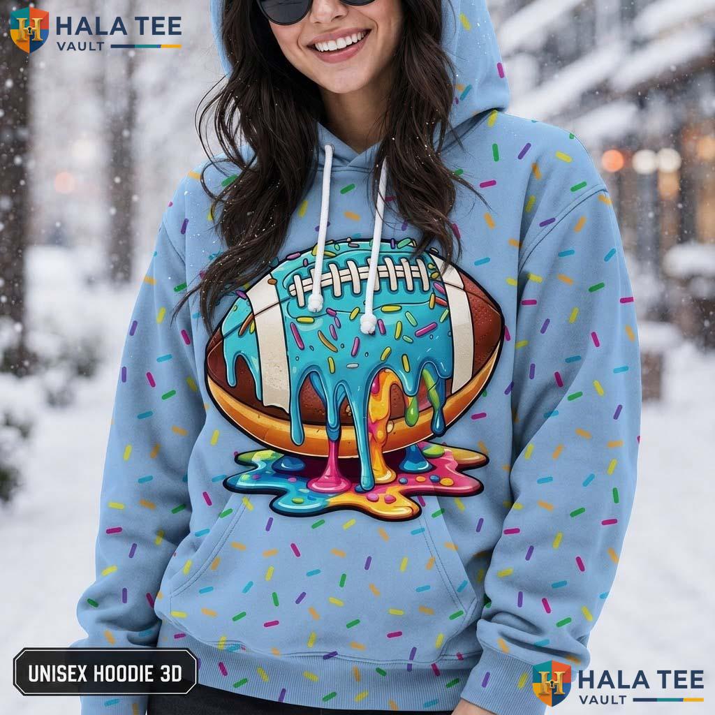 Ice Cream Football AOP Hoodie Warm Thick Sweatshirt Boys Girls Pullover