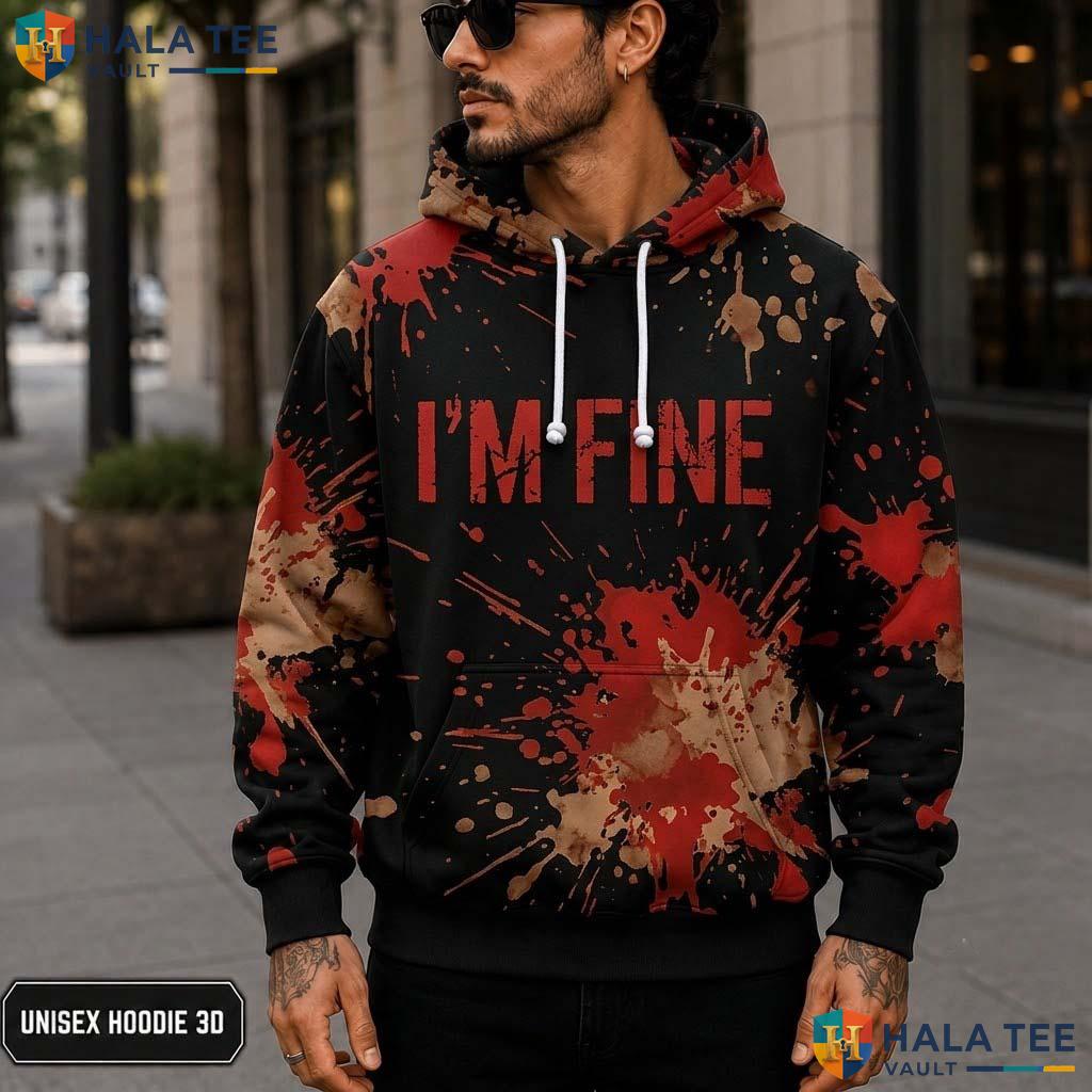 Im Fine Slogan Horror 3D Printed Hoodie Edgy Graphic Halloween Sweatshirt Top