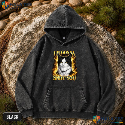Im Gonna Sniff You Cat Washed T-Shirt Funny Meme Lover Graphic Apparel Top Streetwear Wash T-Shirt