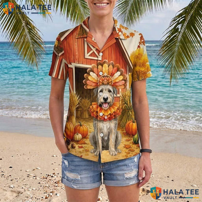 Irish Wolfhound Thanksgiving Tropical Shirt Turkey Costume Fall Mens
