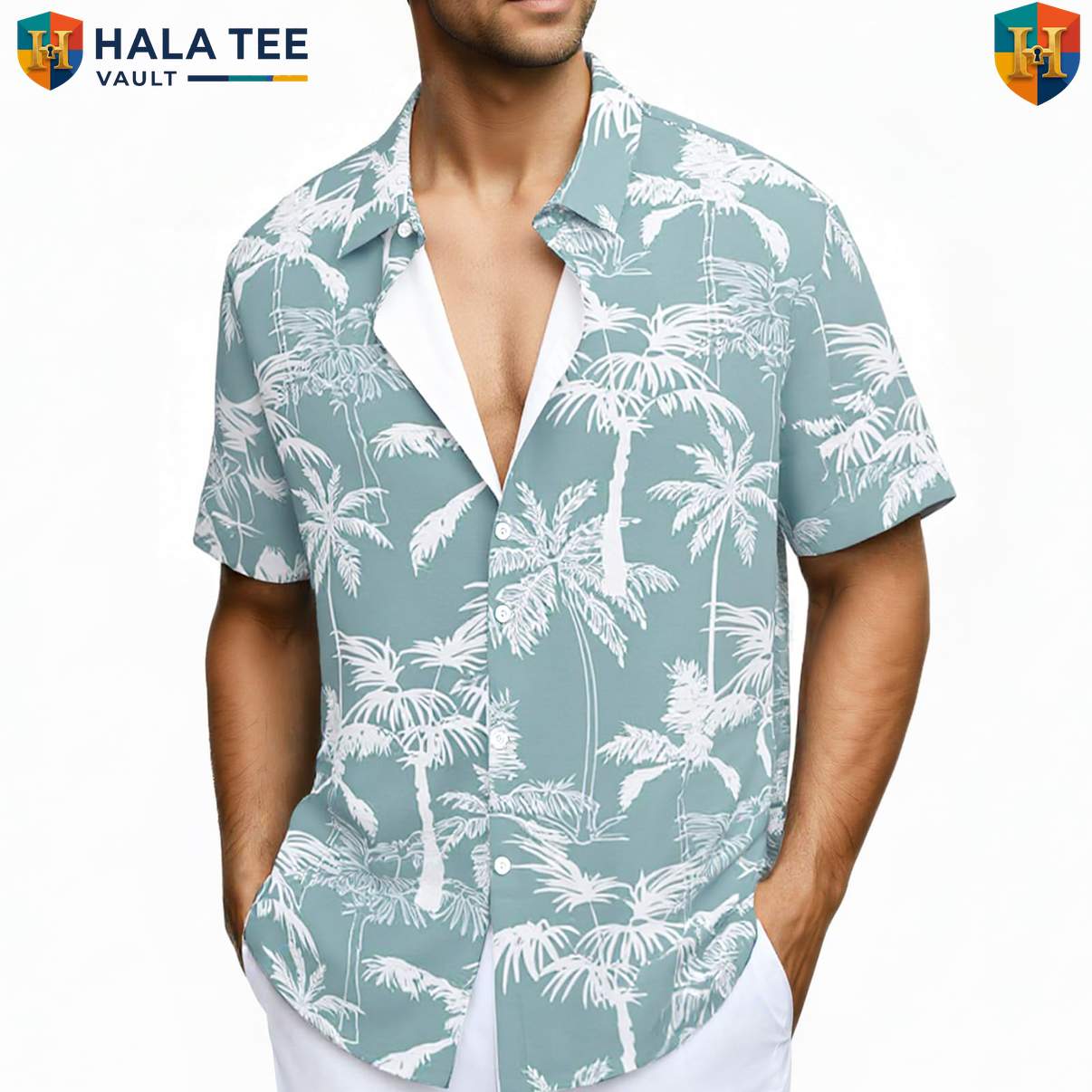 Island Floral Palm Hawaiian Shirt Mens Weekend Luau Party Vacation Apparel Top