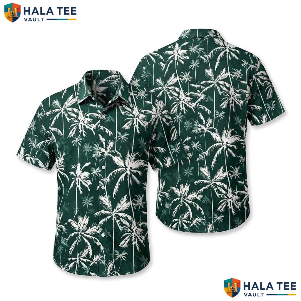 Island Green Palm Hawaiian Shirt Mens Tropical Casual Summer Beachwear