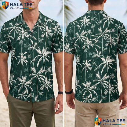 Island Green Palm Tropical Shirt Mens Tropical Casual Summer Beachwear