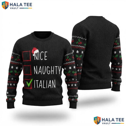 Italian Naughty Nice Christmas Sweater Funny Cute Pajama Holiday Top