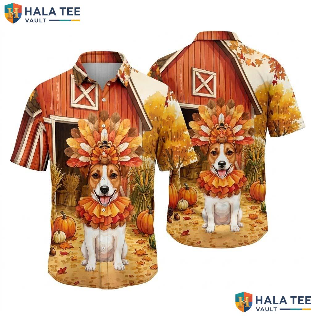 Jack Russell Terrier Thanksgiving Hawaiian Shirt Turkey Costume Mens