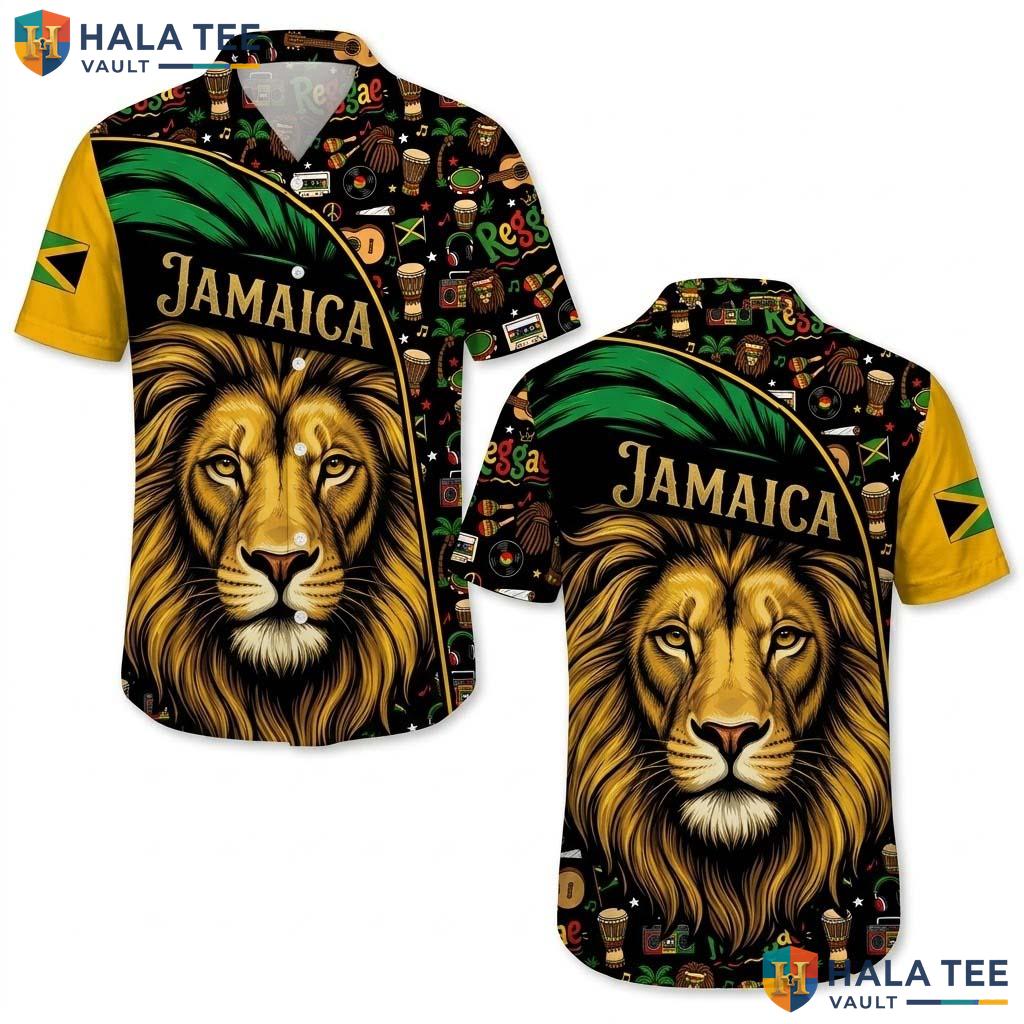 Jamaica Lion Farm Life Hawaiian Shirt Mens Aloha Button Down Summer