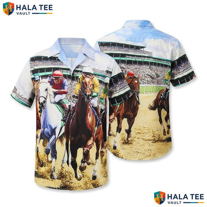 Jockey Club Hawaiian Shirt Mens Horse Racing Novelty Summer Party Outfit