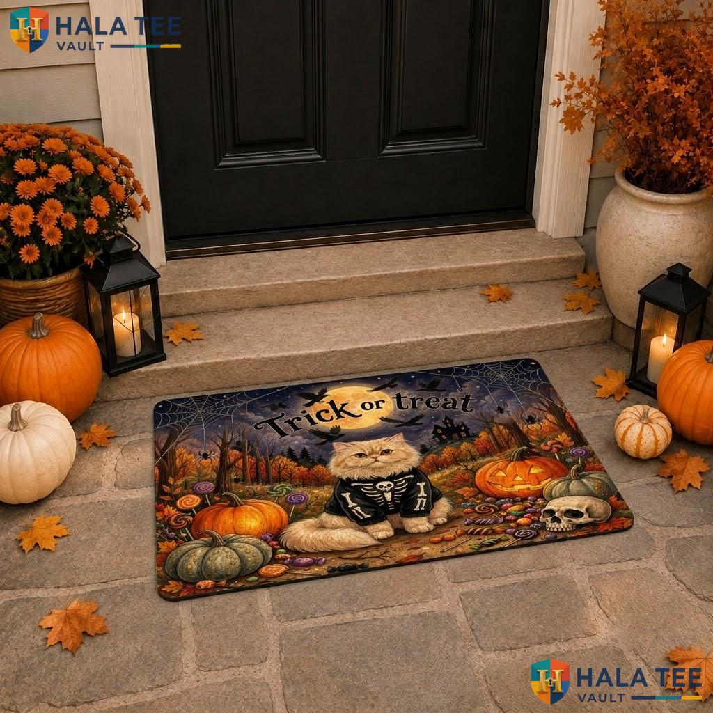 Kitten Cats Halloween Doormat Holiday Goth Non Slip Spooky Welcome Rug