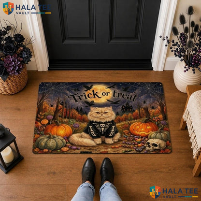 Kitten Cats Halloween Front door mat Holiday Goth Non Slip Spooky Welcome Rug