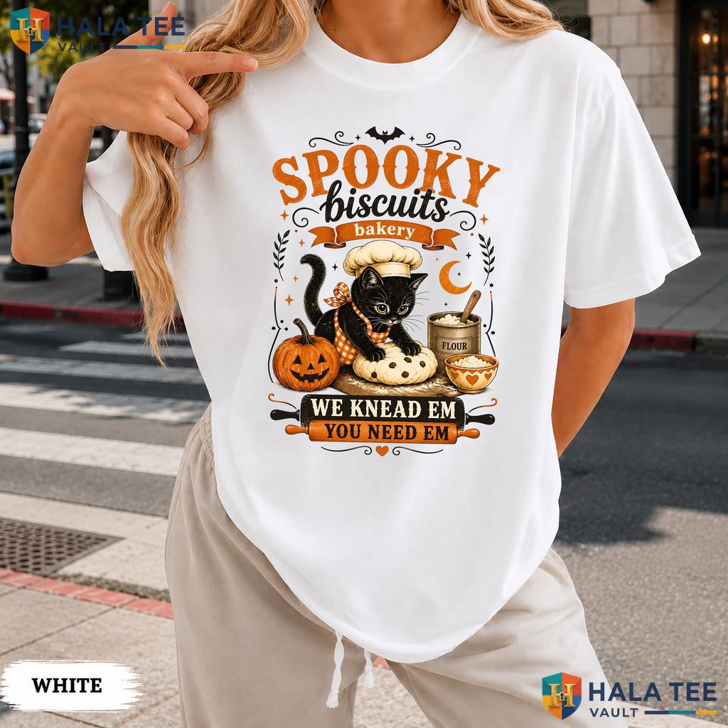 Kitty Biscuits Comfort Colors T Shirt Black Cat Baking Pumpkin Fall Apparel