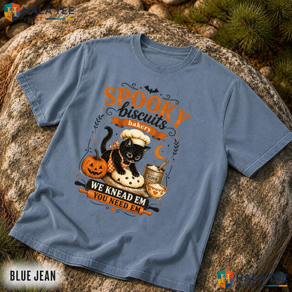 Kitty Biscuits Comfort Colors T Shirt Black Cat Baking Pumpkin Fall Apparel Relaxed Fit Tee