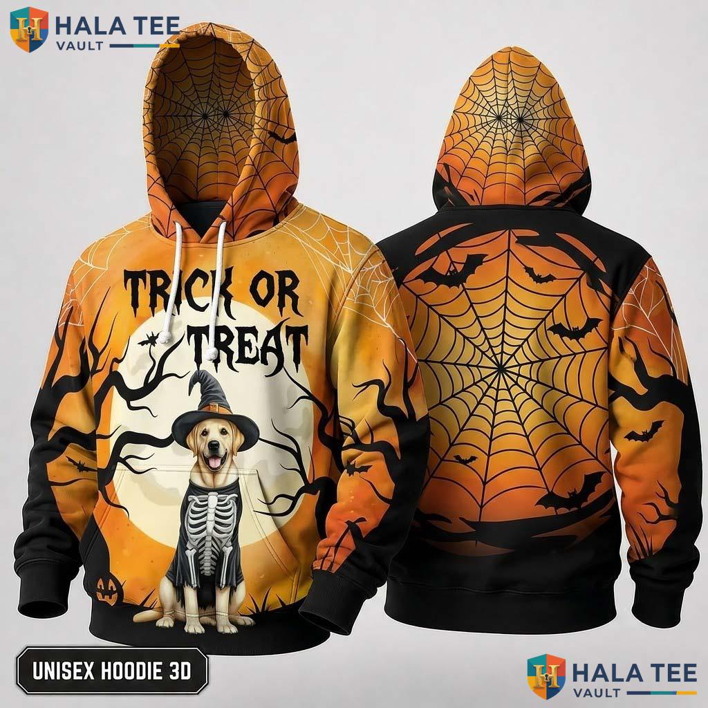 Labrador Retriever Skeleton 3D Hoodie Cute Trick Or Treat Halloween Top