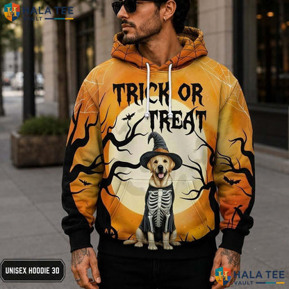 Labrador Retriever Skeleton 3D Printed Hoodie Cute Trick Or Treat Halloween Top