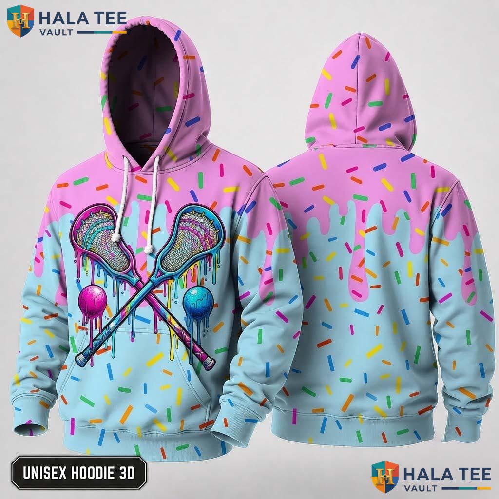 Lacrosse Dripping 3D Hoodie Warm Thick Sweatshirt Boys Girls Pullover