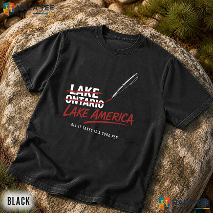 Lake America Garment-Dyed T-Shirt Funny Ontario Parody Satire Apparel