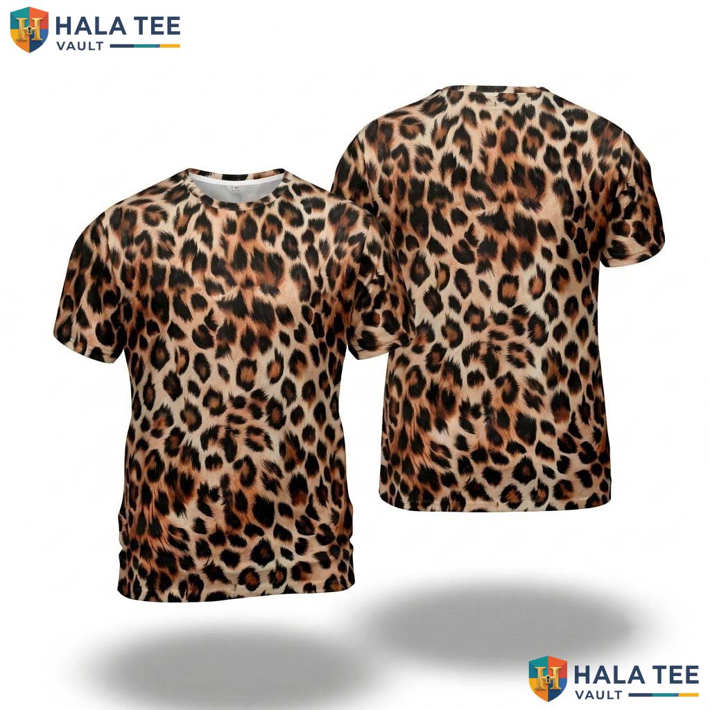 Leopard Print Costume AOP T-Shirt Mens Wild Animal Halloween Cosplay Top