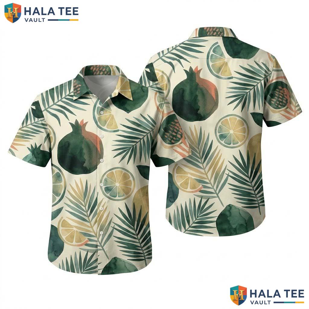 Light Beige Print Hawaiian Shirt Mens Short Sleeve Beach Button Down