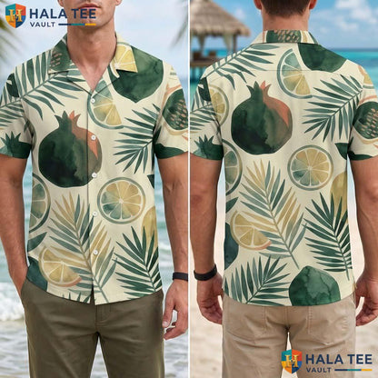Light Beige Print Tropical Shirt Mens Short Sleeve Beach Button Down