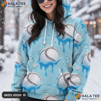 Light Blue Baseball Thanksgiving 3D Printed Hoodie Vibrant Summer Droplets Top
