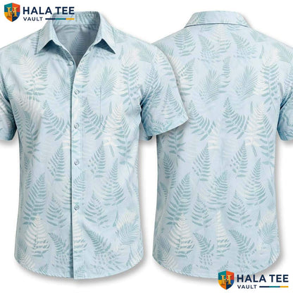 Light Green Leaf Aloha Shirt Mens Tropical Casual Summer Beach Resort Top
