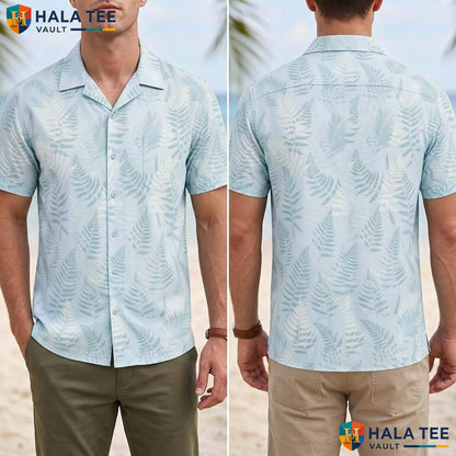 Light Green Leaf Aloha T-Shirt Mens Tropical Casual Summer Beach Resort Top