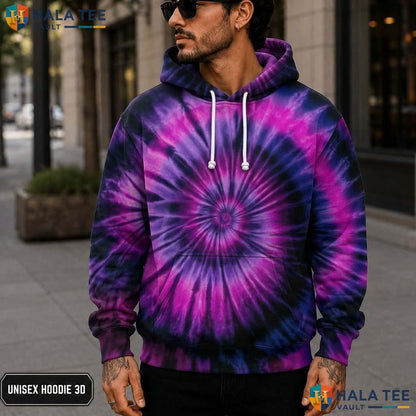 Light Purple Pink Tie Dye Mens Unisex Rainbow Graphic Pullover Hoodie 3D Printed Hoodie