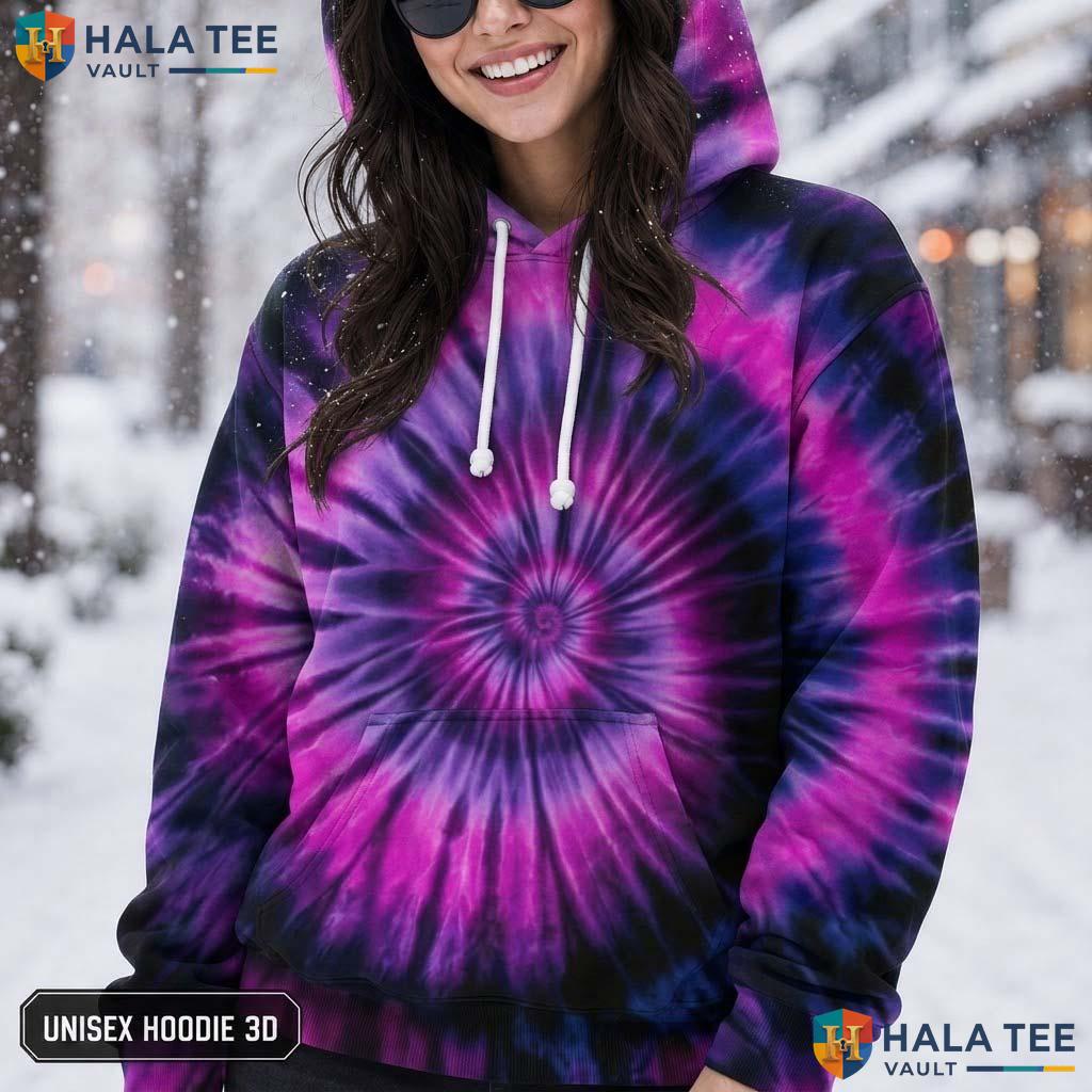 Light Purple Pink Tie Dye Mens Unisex Rainbow Graphic Pullover Hoodie AOP Hoodie