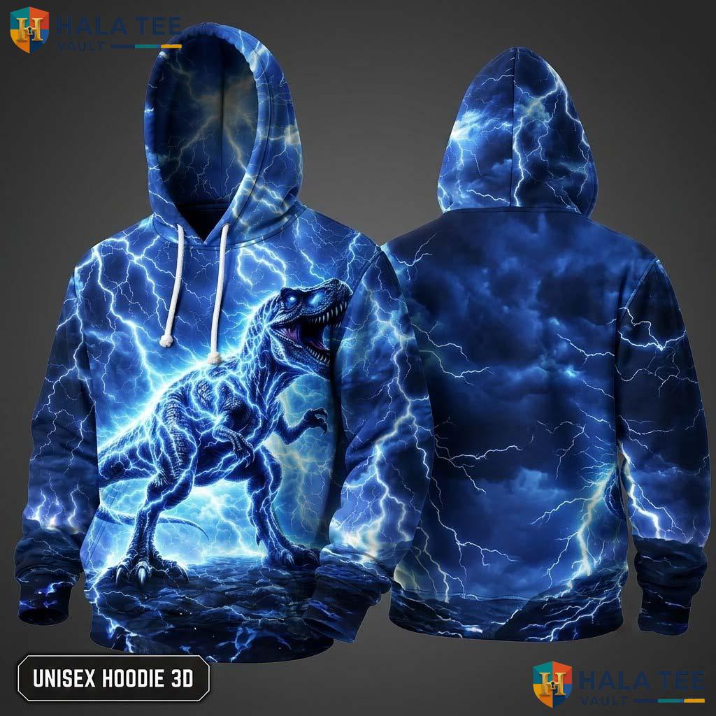 Lightning Dinosaur 3D Hoodie Warm Thick Sweatshirt Boys Girls Pullover