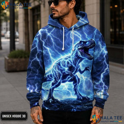 Lightning Dinosaur 3D Printed Hoodie Warm Thick Sweatshirt Boys Girls Pullover
