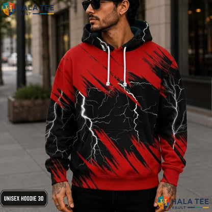 Lightning Red Black Hoodie Thick Warm 3D Sweatshirt Boys Girls Top 3D Printed Hoodie
