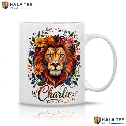 Lion Silhouette Witch Halloween Cup Custom Name Spooky Ceramic Coffee Mug