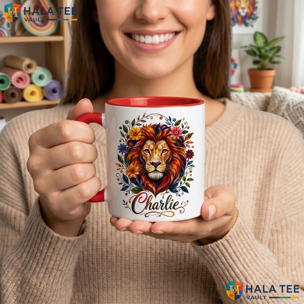 Lion Silhouette Witch Halloween Camping Mug Custom Name Spooky Ceramic Coffee Mug