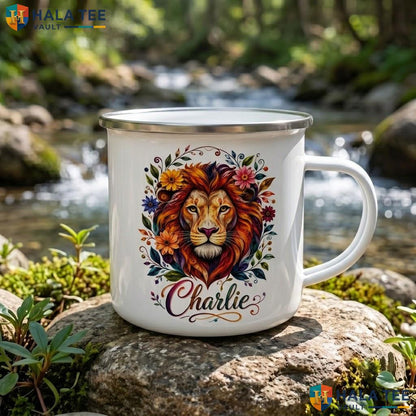 Lion Silhouette Witch Halloween Accent Mug Custom Name Spooky Ceramic Coffee Mug