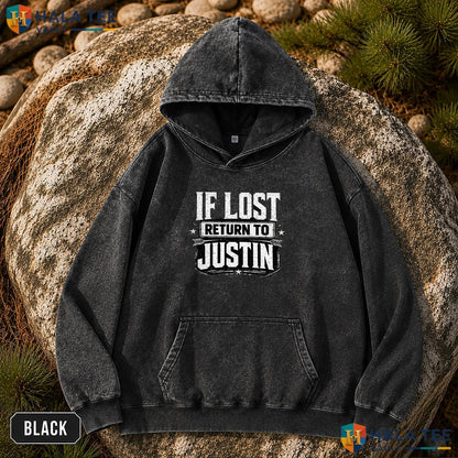 Lost Return Justin Washed T-Shirt Funny Couple Matching Graphic Apparel Top Streetwear Wash T-Shirt