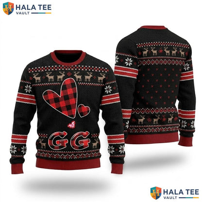 Love Being GG Cute Hearts Christmas Sweater Womens Holiday Gift