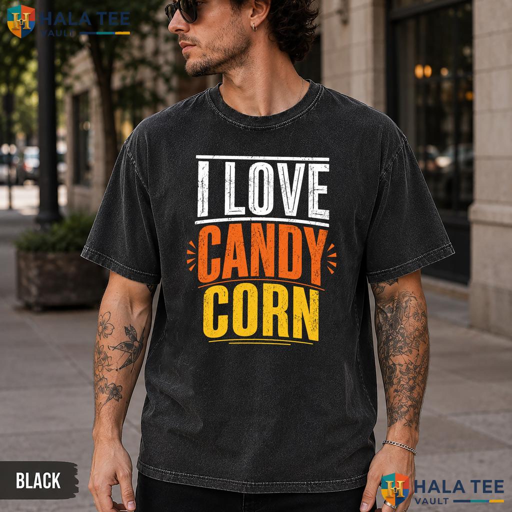 Love Candy Corn Washed T-Shirt Funny Spooky Trick Or Treat Halloween Top