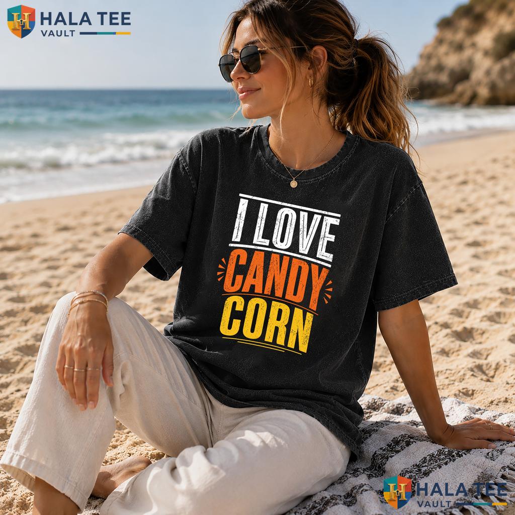 Love Candy Corn Heavyweight Washed Shirt Funny Spooky Trick Or Treat Halloween Top