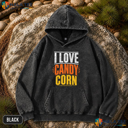 Love Candy Corn Vintage Washed Shirt Funny Spooky Trick Or Treat Halloween Top