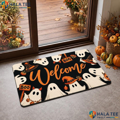 Low Profile Ghost Halloween Doormat Spooky Boo Welcome Floor Rug Indoor