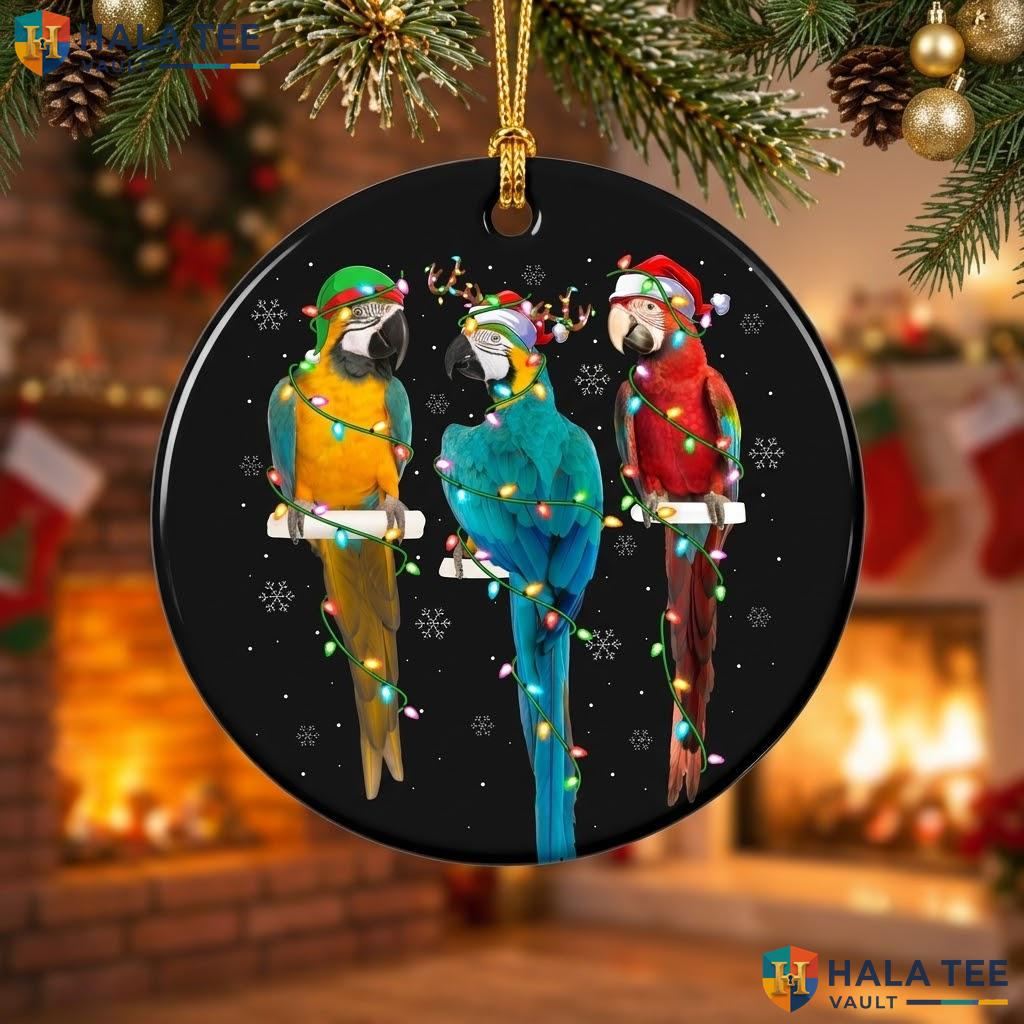 Macaw Bird Graphic Lights Christmas Ornament Santa Lover Holiday Gift
