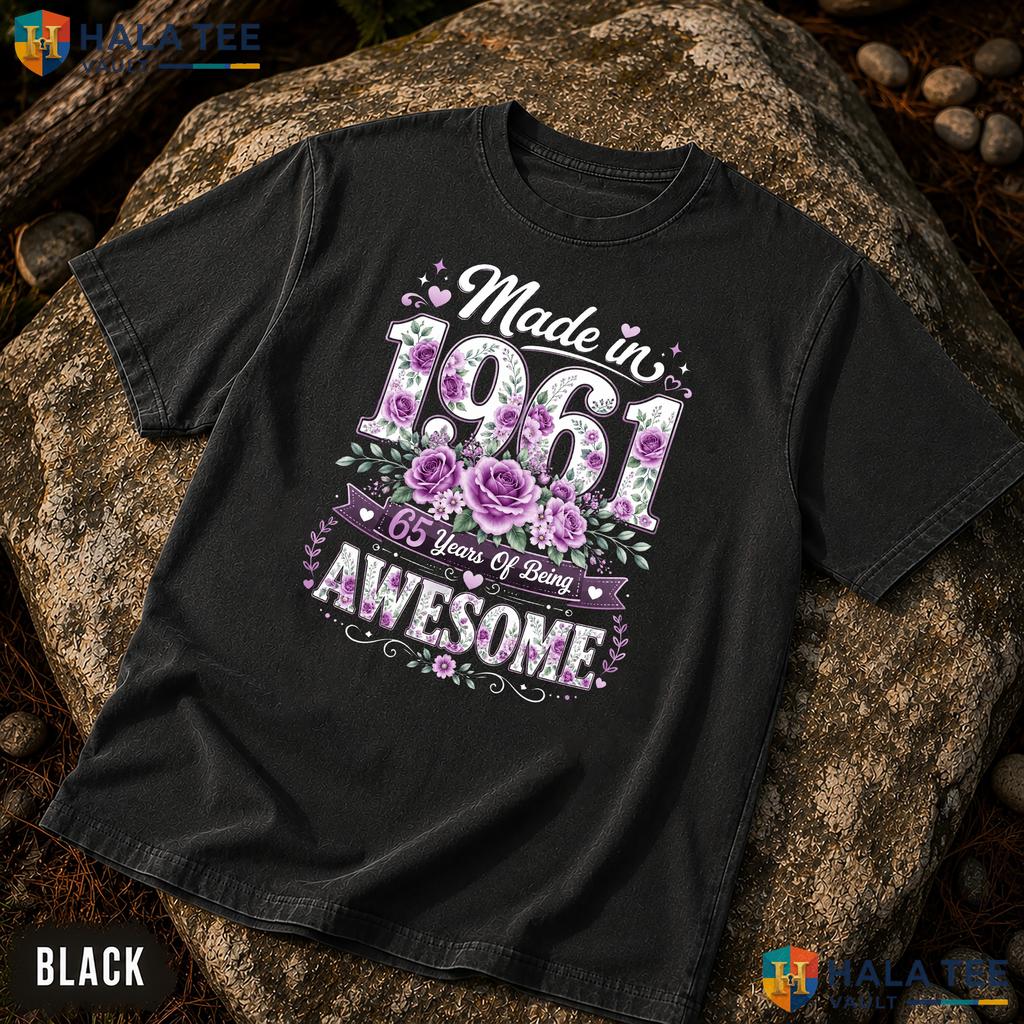 Made In 1961 Comfort Colors T-Shirt Floral 65 Year Old 65th Birthday Women