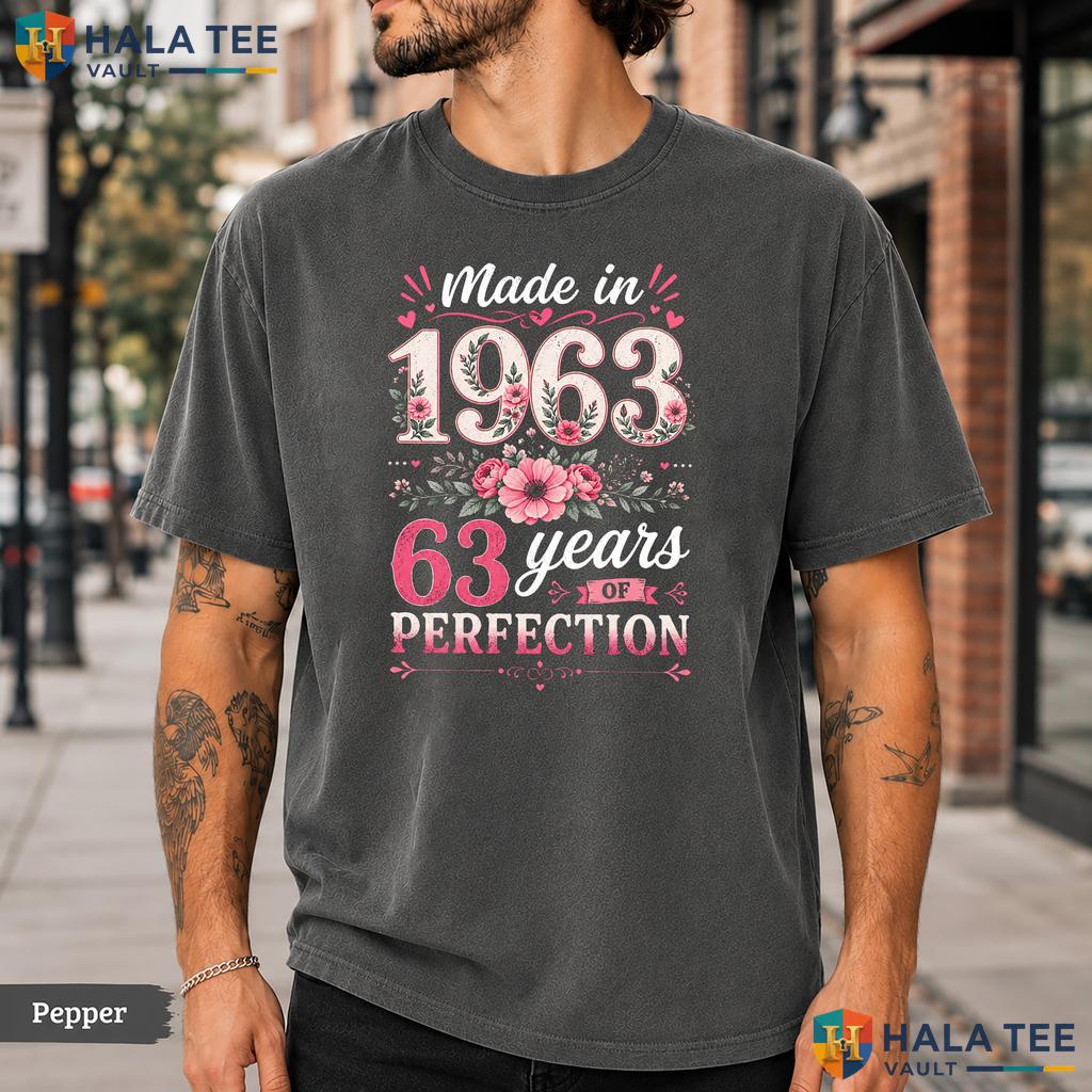 Made In 1963 Comfort Colors T-Shirt Floral 63 Year Old 63rd Birthday Gift