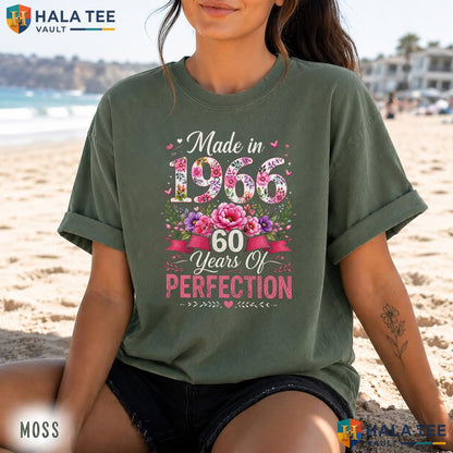 Made In 1966 Comfort Colors Shirt Floral 60 Year Old 60th Birthday Women