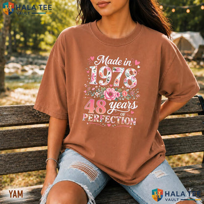 Made In 1978 Comfort Colors Shirt Floral 48 Year Old 48th Birthday Gift