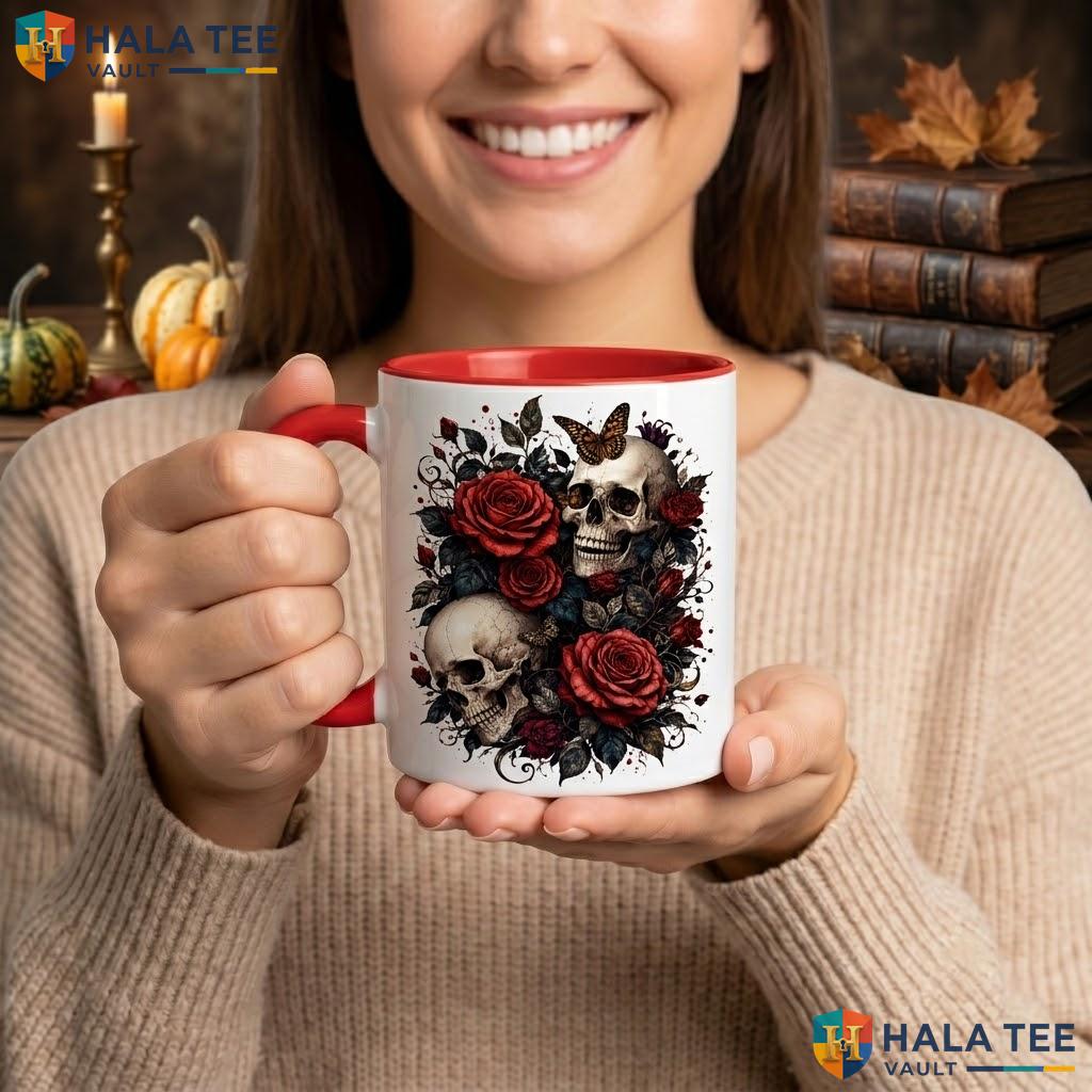 Magic Tome Skull Halloween Camping Mug Witch Lover Custom Spooky Ceramic Coffee Mug