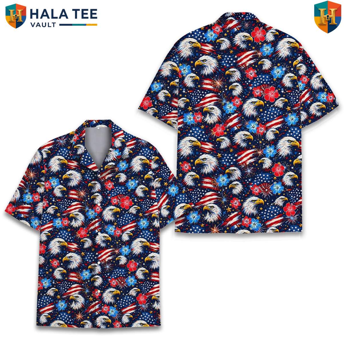Majestic American Eagle Tropical Shirt Mens Patriotic Freedom Celebration Top