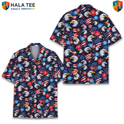 Majestic American Eagle Tropical Shirt Mens Patriotic Freedom Celebration Top