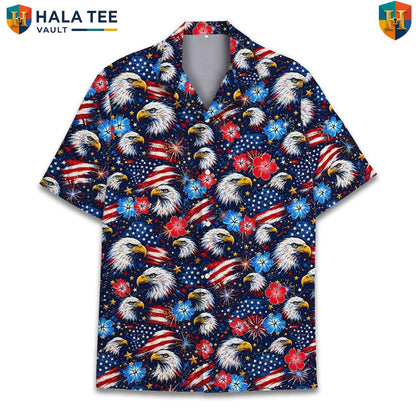 Majestic American Eagle Aloha Shirt Mens Patriotic Freedom Celebration Top