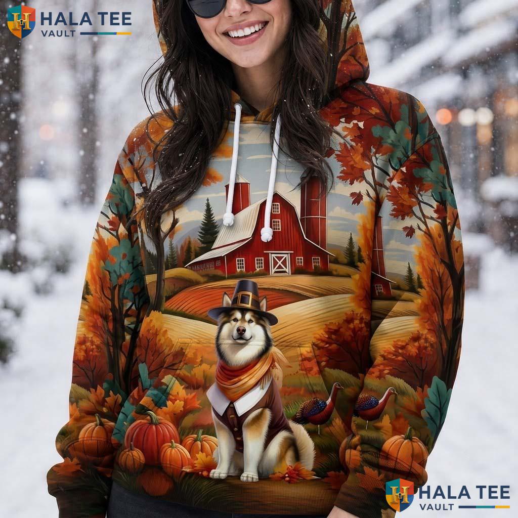 Malamute Colors Autumn Thanksgiving 3D Printed Hoodie Funny Pumpkins Design